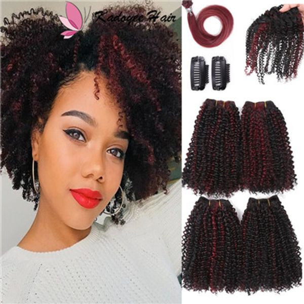 2020 Pack Short Hair 12inch Afro Kinky Curly Synthetic Wefts Sew