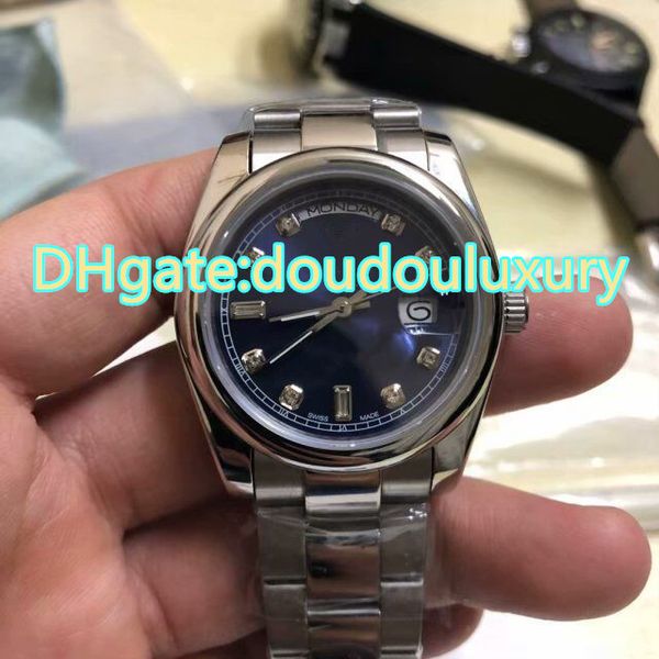 

fashion casual sports watches boutique men's fashion watches date clock automatic watch blue face, Slivery;brown