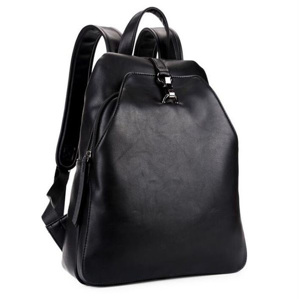 

youth pu leather backpack trend school daypack large capacity book bag knapsack men rucksack travel street bag