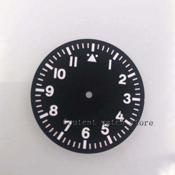 

35.5mm black watch dial white mark fit miyota 8205 8215 821a,mingzhu dg2813/3804