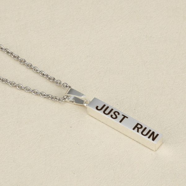 

europe america sell well inspirational lettering just run stainless steel stereo stick necklace fashion jewelry, Silver