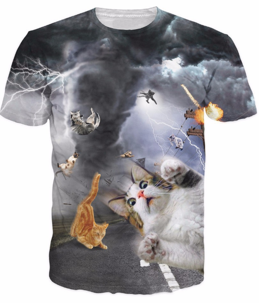 

new arrival men/women hilarious vibrant cats kitten 3d printed t-shirt summe style fashion casual t-shirt s-xxxxxxl u422, White;black