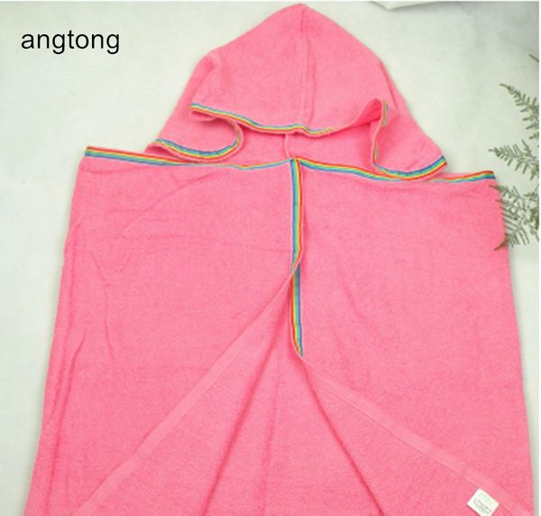 

1pc 60x120cm candy color 100% cotton yarn dye hooded towel export european organic cotton bath towel children cloak cape t108