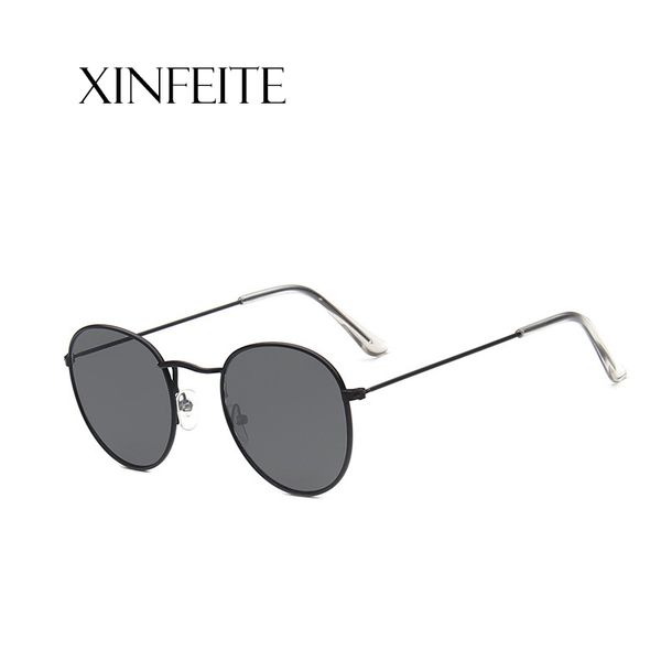 

xinfeite sunglasses retro metal oval frame color coating uv400 mirror travel outdoor sun glasses for men women x442, White;black