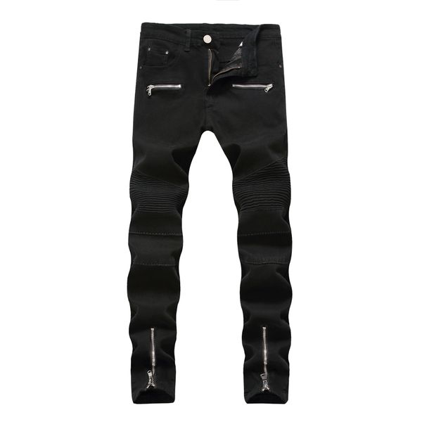

2018 men jeans business casual thin summer straight slim fit black jeans stretch denim pants trousers classic cowboys young man, Blue