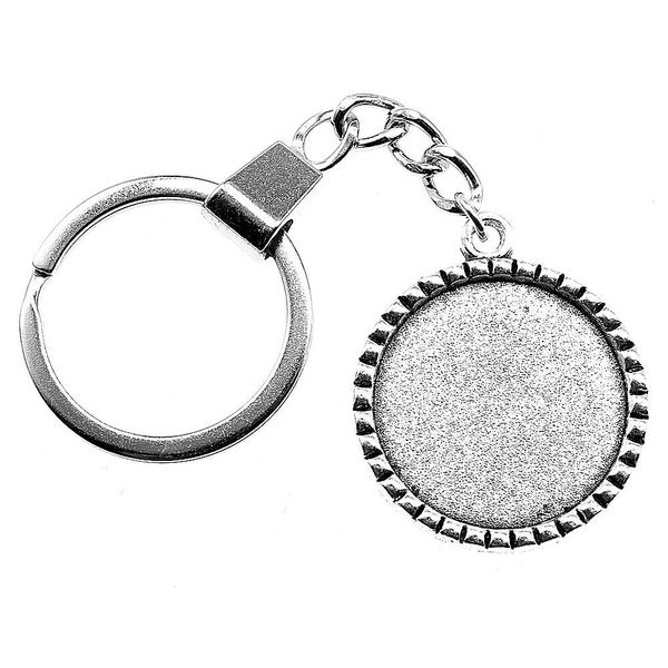 

6 шт. брелок женщины брелки пара брелок для ключей точек классический внутренний размер 25 мм круглый кабошон камея базовый лоток рамка пуст, Slivery;golden