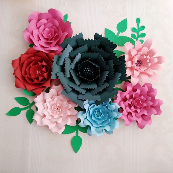 2019 Diy Half Made Flower Kits Giant Paper Flower With Leaves