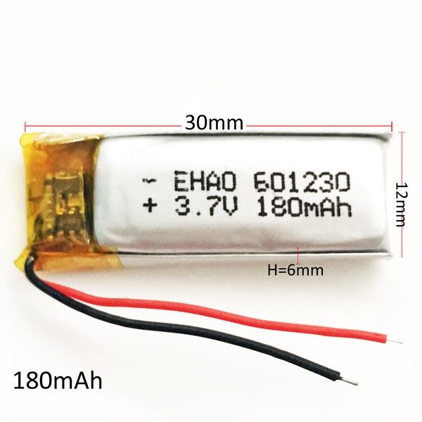 3.7v 180mAh 601230 LiPo Li-polymer Batteria ricaricabile con Protect borad Per mini altoparlante Mp3 bluetooth Recorder cuffia auricolare