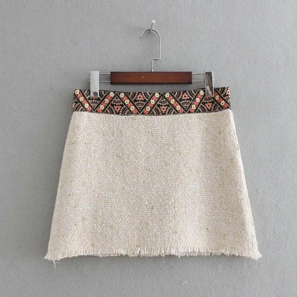 

european style 2018 autumn new arrival slim mini skirt high waist soft woolen ladies skirts with embroidery waist ing, Black