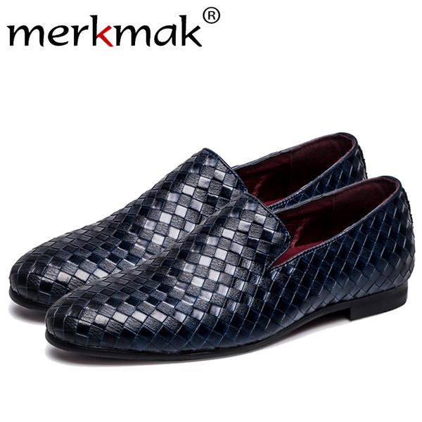 

merkmak fashion oxford braid leather men's shoes 2017 spring autumn loafers breathable flats men sapatos masculino ing, Black