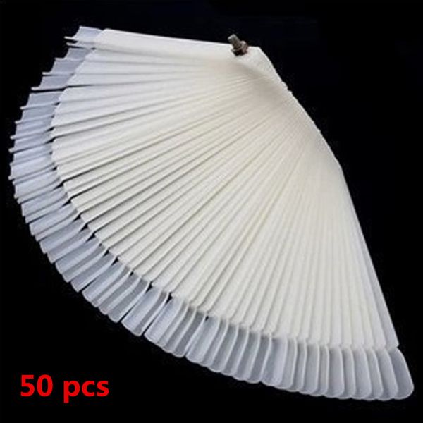 

50pcs/lot false nail art tips sticks polish display fan practice tool board nails tools makeup white/transparent, Red;gold