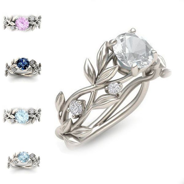 Zweig Elven Kristall Diamant Ring Blume Zirkonia Ring Ehering Modeschmuck Frauen Ringe Braut Wille und sandiges Geschenk