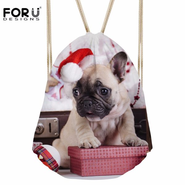 

forudesigns drawstring bag women's christmas animal dog prints daypack girls fashion sport backpack kids casual pouch bolsos