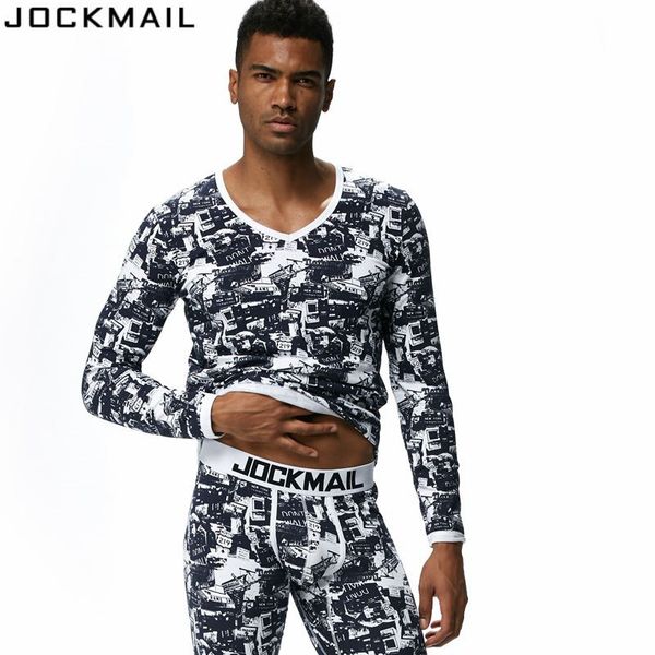 

jockmail brand men thermal underwear long johns sets 2pcs +pants bottom underwear cueca gay leggings underpants, Black;brown