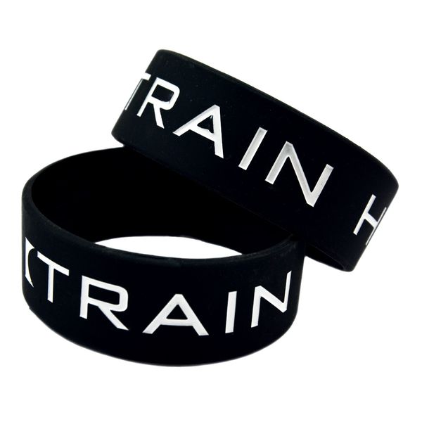 

onebandahouse 1pc 1 inch bracelet train hard silicone wristband size, Golden;silver