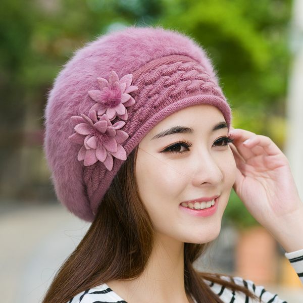 

2018 beanies women's winter hats for women knitted bonnet caps winter women's hats brand ski wool fur sports beanie skullies hat, Blue;gray