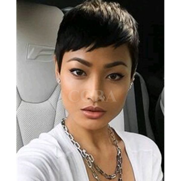 For Black Women Short Full Lace Cut Hair Wigs Pixie Celebrity