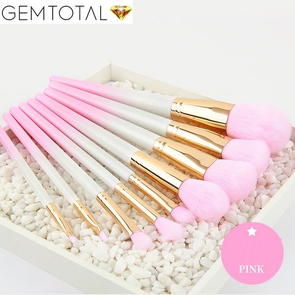 

pink makeup brushes for foundation powder eyeshadow eyeliner lip highlighter cosmetic brush tools 9pcs make