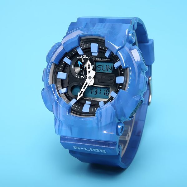 

new big boy gift digital outdoor 110 sports multi-function waterproof watch, led automatic light, full-featured work, packaging, Slivery;brown
