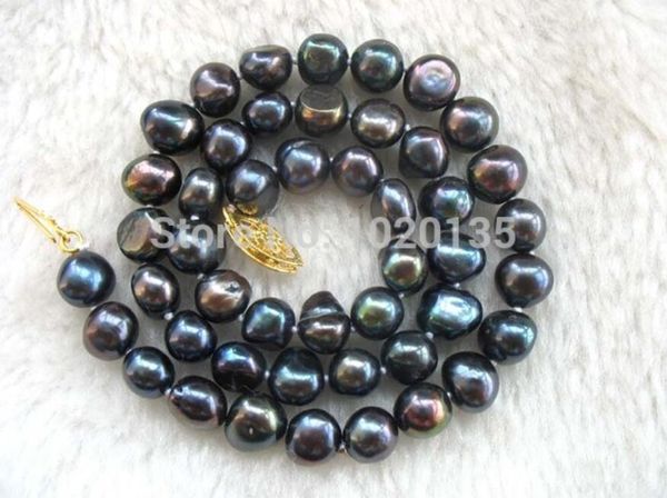 

freshwater pearl black baroque 8-9mm necklace nature fppj, Silver