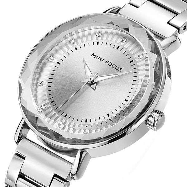

mini focus women's watch business watches japanese movement waterproof metal steel strip 0040l, Slivery;brown