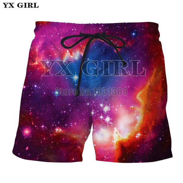 

yx girl drop shipping 2018 summer new style shorts mens/womens fashion shorts nebula starry sky print 3d casual, White;black