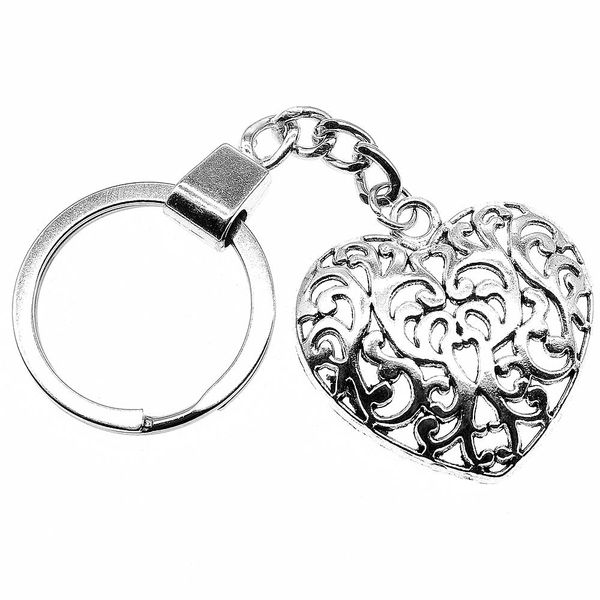 

6 шт. брелок женщины брелоки для ключей для автомобиля брелки с подвески резные сердце 35x35mm, Slivery;golden