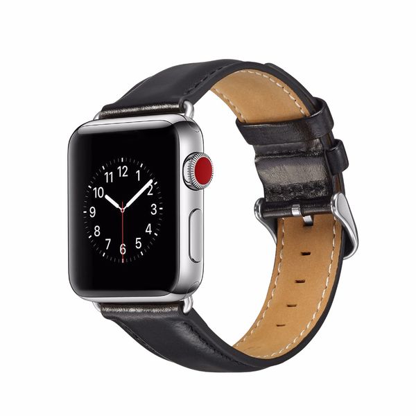 

uebn cow leather watch accessories watchband bands 42mm & apple strap 38mm iwatch bracelet, Black;brown