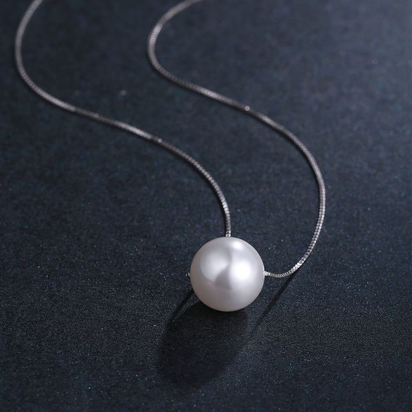 

elegant fleshwater pearl 925 silver pendant necklace for women,simple fashion type fine jewelry necklace wholesale
