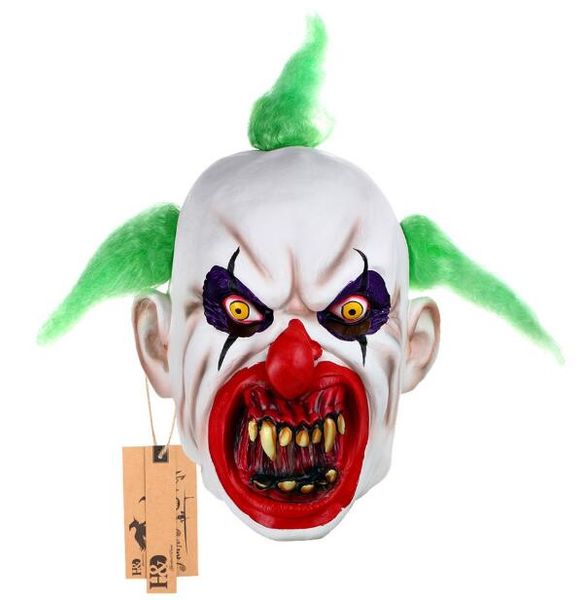 

страшная клоунская маска зеленые волосы бак-зубы полное лицо ужас маскарад взрослая призрачная маска для вечеринок хэллоуинские костюмы для
