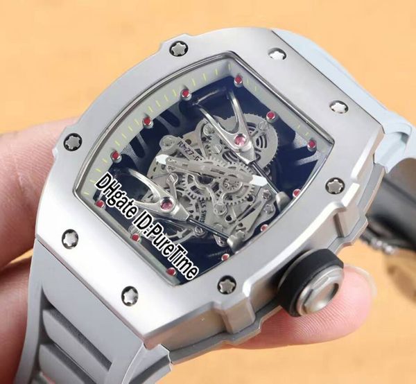 

version 27-02 tourbillon rafael nadal titanium steel case skeleton dial gray inner miyota automatic mens watch gray rubber r272-b2, Slivery;brown