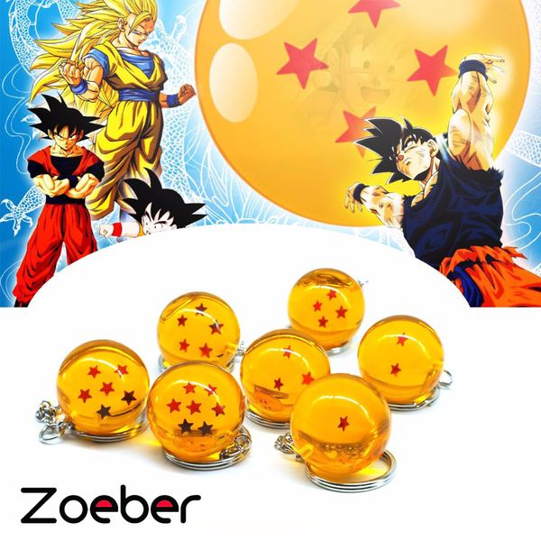

zoeber cartoon anime dragon ball z keychain child dbz cosplay dragonball z 7 stars crystal ball keyrings pvc pendant key holder, Silver