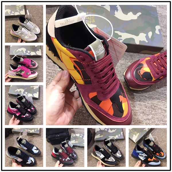 

Size 35 45 women men ca ual hoe camouflage genuine leather lace up couple hoe luxury brand rivet flat hoe