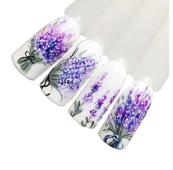 

2019 newly 1pc flower lavender design nail art foil stickers transfer decal tips manicure hipping 30p1020, Black