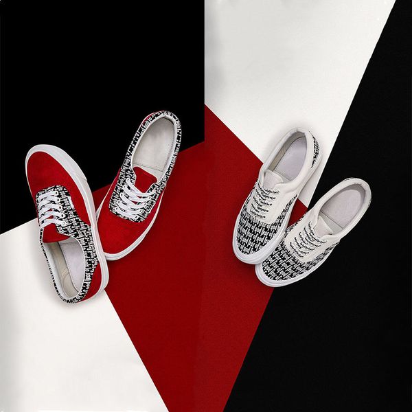 

with box fear of god x pacsun era 97 reissue canvas shoes men women casual shoes red white skateboarding sports sneakers shoes, Black