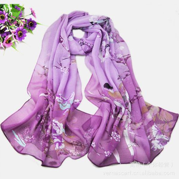 

2018 new chinoiserie magpies chiffon silk scarves spring summer brand women scarf shawl 50-160cm 8680, Blue;gray
