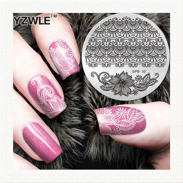 

yzwle new stamp polish steel nail art templates image stainless diy nail stamping plates manicure, White
