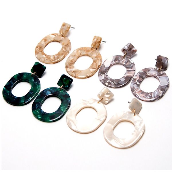 

fashion 2018 acrylic resin earrings for women geometry big circle earrings fashion jewelry, Silver