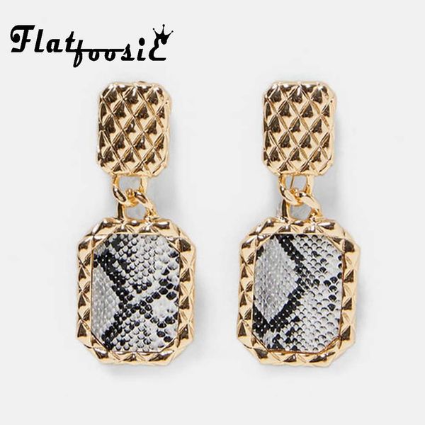 

flatfoosie gold color square drop earrings for women vintage geometric statement dangle earring 2018 wedding fashion jewelry, Silver