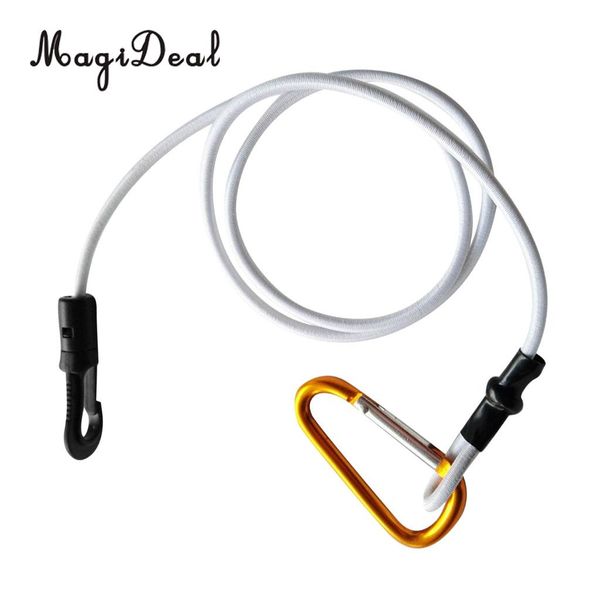 

magideal elastic kayak canoe boat paddle leash tie down lanyard & clip carabiner safety diver tool for dinghy raft water sports