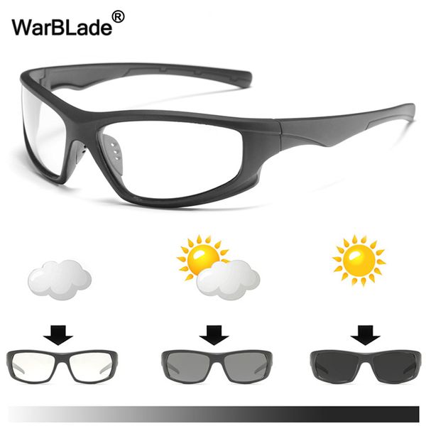 

warblade new pchromic sunglasses chameleon hd polarized discoloration sun glasses driver goggles oculos lentes de sol hombre, White;black