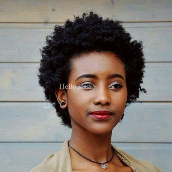 Afro Kinky Curly Wig Natural Black Human Hair Short Wigs For Women