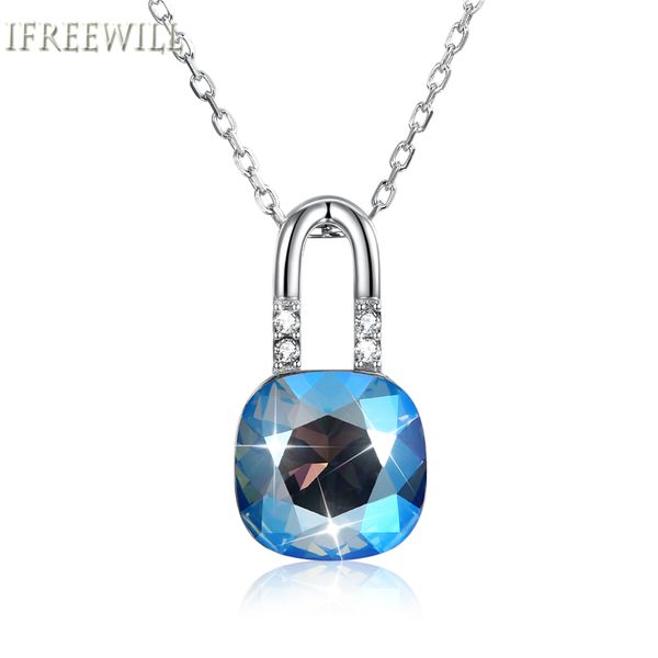 

925 silver woman pendants necklace lock austrian crystal accessories fine jewelry