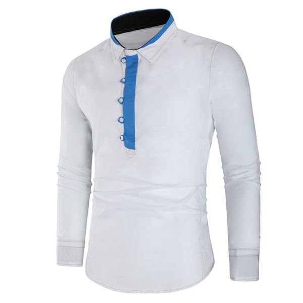 

2018 foreign trade new cotton quality shirt personality threshold design shirt men's long-sleeved, White;black