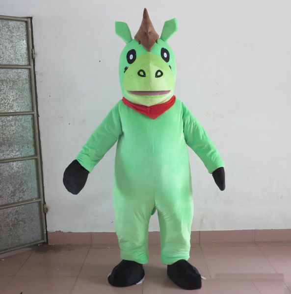 2018 Discount fábrica venda cor verde cavalo mascote traje pônei mascote terno para adultos