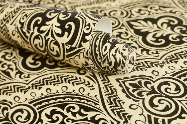 

53*10.00m luxury classic luxury 3d effect gold pvc flock waterproof living room bedroom wallpaper floral