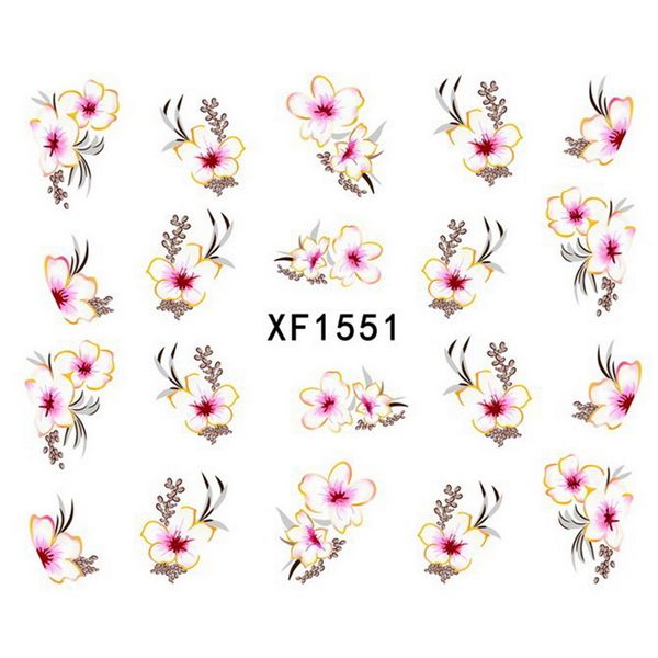 

1pcs flower pattern nails sticker art fashion water transfer sticker nail art decals nail gel manicure styling tools gelpolish, Black