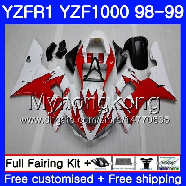 Carroçaria Para YAMA YZF R YZF1000 YZF-R1 1998 1999 Quadro Branco 235HM.29 YZF-1000 YZF R1 98 99 YZF 1000 YZFR1 98 99 Carenagem De Chamas Vermelhas