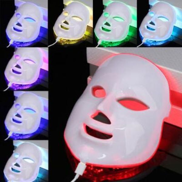 

7 color light photon led facial ma k electric face kin care rejuvenation therapy anti aging anti acne whitening kin tighten cca9974 10pc