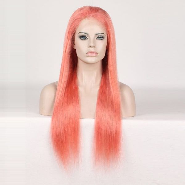 

полные парики человеческих волос шнурка оранжевые желтые красочные парики для женщины пре сорвали с длиной париков волос реми волос младенца, Black;brown